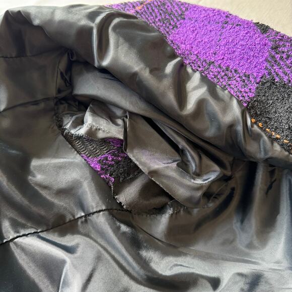 HERBERT GROSSMAN Vintage USA Nubby Jacket Women's Size 10 Purple Black Plaid - Picture 9 of 14